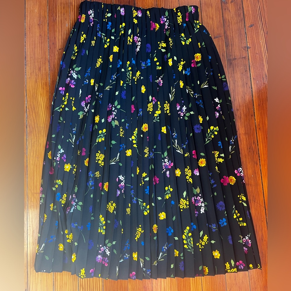 Zara Black A-Line Skirt with Multicolor Floral Print